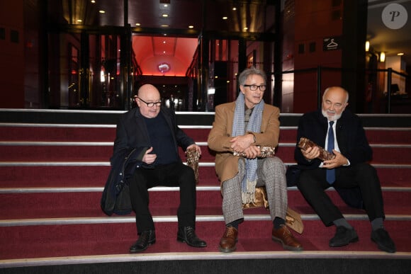 César d'anniversaire pour le Splendide - Michel Blanc, Thierry Lhermitte, Gérard Jugnot lors de la pressroom (press room) remise des prix lors de la 46ème cérémonie des César à l'Olympia à Paris le 12 mars 2021 © Pascal le Segretain / Pool / Bestimage 