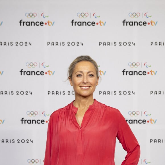 Anne Sophie Lapix lors de la présentation des journalistes et chroniqueurs de France Télévisions pour les Jeux Olympiques 2024 au musée de l'Homme à Paris, le 11 juin 2024. © Pierre Perusseau / Bestimage 