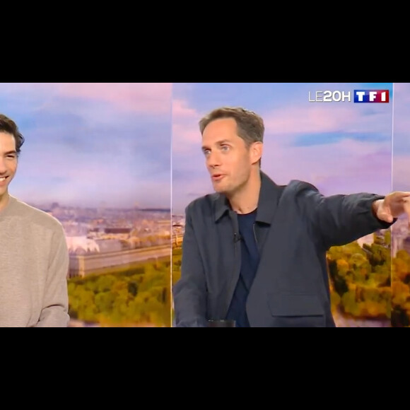 Tahar Rahim face à Audrey Crespo-Mara aux côtés de Grand Corps Malade sur le plateau du JT de TF1 ce dimanche 13 octobre 2024.