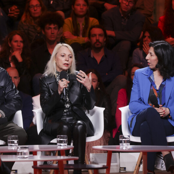 Reda Kateb, Laure Adler, Rima Abdul Malak (ministre de la Culture) lors de l'émission "C ce soir" lors du 76ème Festival International du Film de Cannes, France, le 19 mai 2023. © Jack Tribeca/Bestimage