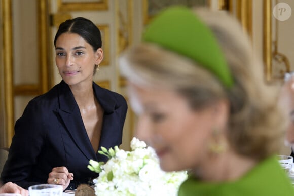 Même son de cloche pour la journaliste et ex-reine de beauté belge Tatiana Silva, qui goûtera prochainement pour la première fois aux joies de la maternité...
L'animatrice de télévision belge Tatiana Silva lors déjeuner de travail avec les acteurs français et belges de l'industrie créative et culturelle à l'Hôtel de Ville de Paris, France, le 15 octobre 2024, le deuxième jour de la visite officielle du couple royal belge en France. © Didier Lebrun/Pool/Photonews/Bestimage 