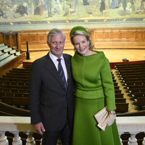 Le roi Philippe et la reine Mathilde de Belgique à La Sorbonne à Paris, France, le 15 octobre 2024, le deuxième jour de la visite d'État officielle du couple royal belge en France. © Didier Lebrun/Photonews/Bestimage 