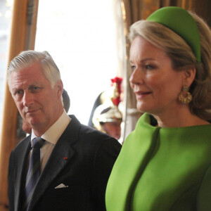 Le roi Philippe et la reine Mathilde de Belgique reçus par Anne Hidalgo, maire de Paris, lors de la visite du couple royal en France, le 15 octobre 2024. © Jonathan Rebboah / Panoramic / Bestimage 