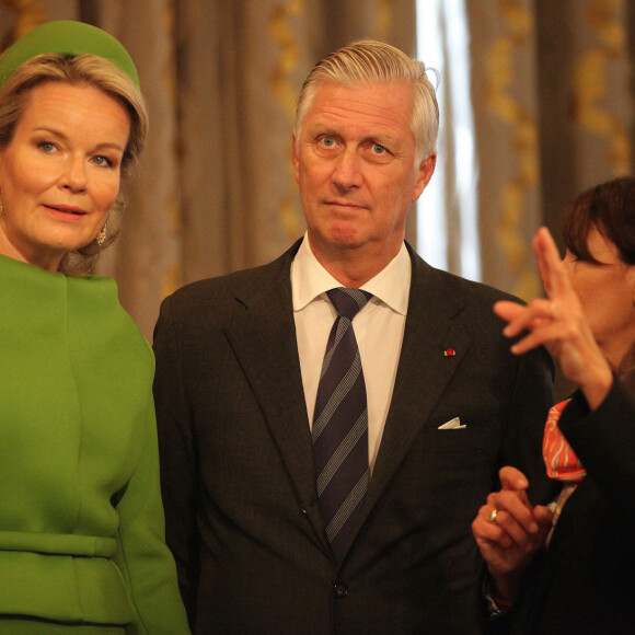 Le roi Philippe et la reine Mathilde de Belgique reçus par Anne Hidalgo, maire de Paris, lors de la visite du couple royal en France, le 15 octobre 2024. © Jonathan Rebboah / Panoramic / Bestimage 