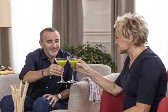 Exclusif - Elie Semoun, Muriel Robin - Tournage du téléfilm " Ils s'aiment... enfin presque ". © Cyril Moreau / Bestimage