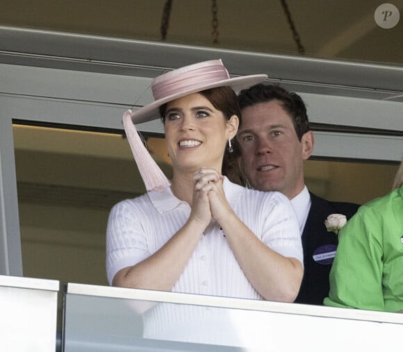 La princesse Eugenie d'York et son mari Jack Brooksbank, - Les célébrités et les membres de la famille royale d'Angleterre assistent au second jour de la course hippique Royal Ascot, le 19 juin 2024. 