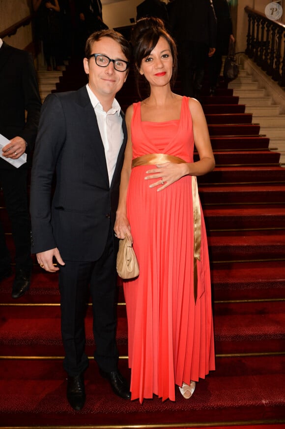 Lorant Deutsch et Marie-Julie Baup arrivant à la 39e cérémonie des César du cinéma qui s'est tenue au Théâtre du Chatelet à Paris, France, le 28 février 2014. Photo par Bernard-Briquet-Orban//ABACAPRESS.COM