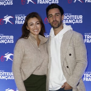 Rachel Legrain-Trapani (Miss France 2007) avec son fiancé Valentin Léonard - Prix de France Speed Race 2024 à l'Hippodrome de Vincennes. © Marc Ausset-Lacroix/Bestimage