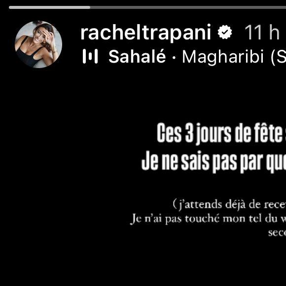 Le couple a fêté son union, dans le désert marocain, pendant trois jours comme l'a confié l'ex-Miss France sur son compte Instagram. L'événement a été immortalisé par Marc Bourrel
Rachel Legrain-Trapani est brièvement revenue sur son mariage au Maroc.