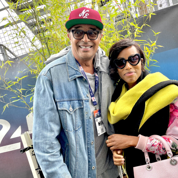 Yannick Noah et sa compagne Malika, enceinte, lors des "24H du Mans", le 15 juin 2024. © Fabien Faure/Bestimage