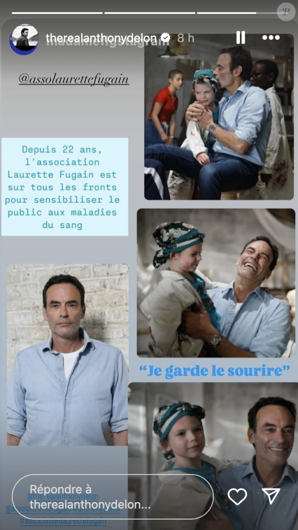 le beau brun s'engage pour l'association Laurette Fugain. Il y a plus de 20 ans, en mai 2002, Laurette Fugain est morte après avoir lutté pendant 11 mois contre une leucémie.
Anthony Delon soutient l'association Laurette Fugain.