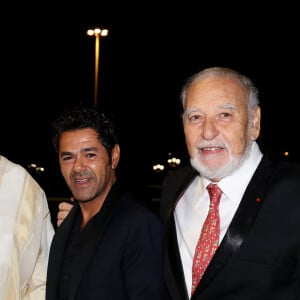 Jamel Debbouze et Tahar Ben Jelloun - Dîner d'Etat offert par sa Majesté le roi Mohammed VI du Maroc en l'honneur du Président de la République Emmanuel Macron et de la première dame Brigitte Macron au Palais Royal de Rabat au Maroc le 29 Octobre 2024. © Dominique Jacovides/Bestimage 