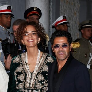 Leïla Slimani et Jamel Debbouze - Dîner d'Etat offert par sa Majesté le roi Mohammed VI du Maroc en l'honneur du Président de la République Emmanuel Macron et de la première dame Brigitte Macron au Palais Royal de Rabat au Maroc le 29 Octobre 2024. © Dominique Jacovides/Bestimage 