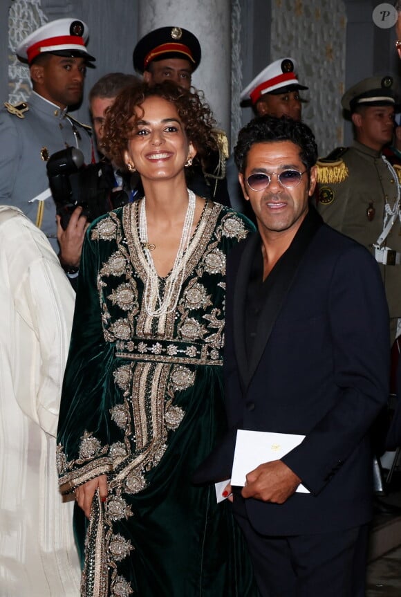 Leïla Slimani et Jamel Debbouze - Dîner d'Etat offert par sa Majesté le roi Mohammed VI du Maroc en l'honneur du Président de la République Emmanuel Macron et de la première dame Brigitte Macron au Palais Royal de Rabat au Maroc le 29 Octobre 2024. © Dominique Jacovides/Bestimage 