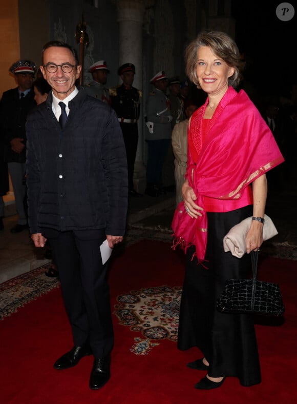 Bruno Retailleau et Anne Genetet - Dîner d'Etat offert par sa Majesté le roi Mohammed VI du Maroc en l'honneur du Président de la République Emmanuel Macron et de la première dame Brigitte Macron au Palais Royal de Rabat au Maroc le 29 Octobre 2024. © Dominique Jacovides/Bestimage 