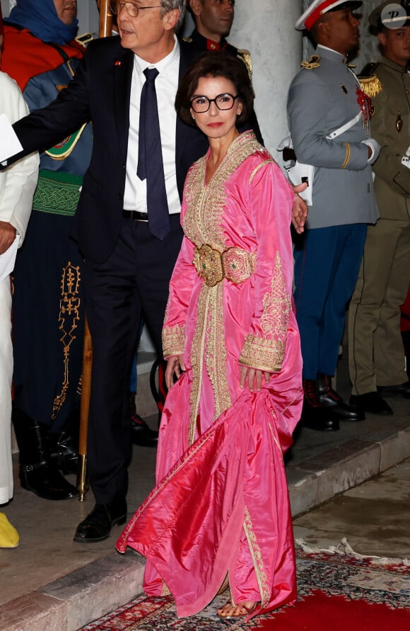 Rachida Dati - Dîner d'Etat offert par sa Majesté le roi Mohammed VI du Maroc en l'honneur du Président de la République Emmanuel Macron et de la première dame Brigitte Macron au Palais Royal de Rabat au Maroc le 29 Octobre 2024. © Dominique Jacovides/Bestimage 