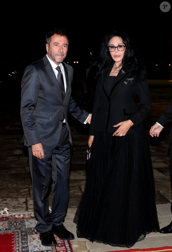 Bernard Montiel et Yamina Benguigui - Dîner d'Etat offert par sa Majesté le roi Mohammed VI du Maroc en l'honneur du Président de la République Emmanuel Macron et de la première dame Brigitte Macron au Palais Royal de Rabat au Maroc le 29 Octobre 2024. © Dominique Jacovides/Bestimage 