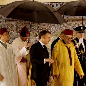 Emmanuel Macron lors du banquet d'Etat organisé par le roi Mohammed VI en leur honneur à Rabat au Maroc, le 29 octobre 2024 © Ludovic Marin/Pool/Bestimage