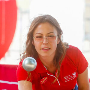 Exclusif - Dounia Coesens - Pétanque du coeur dans le cadre le la 20ème édition de "l'étape du coeur" de l'association "Mécénat Chirurgie Cardiaque" (MCC) lors du tour de France 2023 au Fan Club de Bordeaux, France, le 06 juillet 2023. © Christophe Clovis / Bestimage 