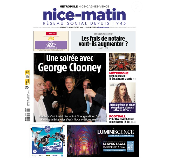 Une de "Nice Matin" du vendredi 8 novembre 2024