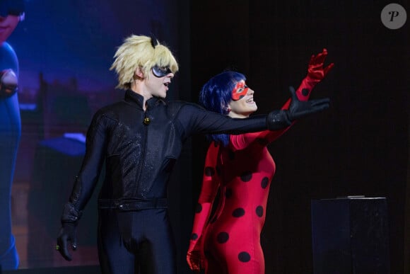 Exclusif - Les personnages Ladybug et Chat Noir de la série d'animation Miraculous - Soirée du 6ème Gala caritatif de l'Institut Rafaël et de la Zag Foundation, dédié à l'accompagnement des enfants en santé intégrative au Pavillon Gabriel à Paris le 12 novembre 2024. © Erez Lichtfeld/Bestimage 