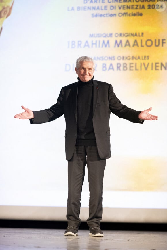 Exclusif - Claude Lelouch - Claude Lelouch fête son 87ème anniversaire sur la scène du Grand Rex à l'occasion de l'avant-première de son film "Finalement" à Paris le 30 octobre 2024. © Pierre Perusseau/Bestimage