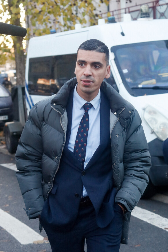 Mourad Battikh, avocat des victimes de l'accident de Pierre Palmade, arrive au tribunal de Melun le 20 novembre 2024. © Christophe Clovis / Bestimage