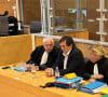 Pierre Palmade au tribunal de Melun avec ses avocats Me Alain Barsikian et Me Céline Lasek pour son procès pour blessures involontaires à la suite d'un accident de la route en février 2023 dans lequel sa voiture a percuté un autre véhicule à Melun. Le 20 novembre 2024. © Christophe Clovis / Bestimage 