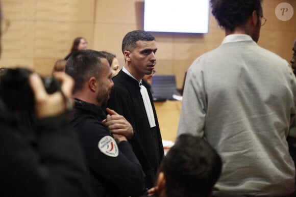 Mourad Battikh, avocat des victimes - Pierre Palmade au tribunal de Melun avec ses avocats pour son procès pour blessures involontaires à la suite d'un accident de la route en février 2023 dans lequel sa voiture a percuté un autre véhicule à Melun. Le 20 novembre 2024. © Christophe Clovis / Bestimage 