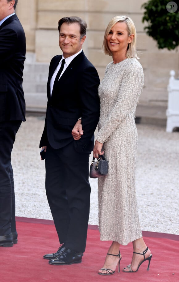 Renaud Capuçon et sa femme Laurence Ferrari - Dîner d'état en l'honneur du président des Etats-Unis et sa femme au palais de l'Elysée à Paris, à l'occasion de leur visite officielle en France. Le 8 juin 2024 © Jacovides-Moreau / Bestimage  Official state dinner as part of US President's state visit to France at the Elysee Palace in Paris, France. On June 08, 2024 