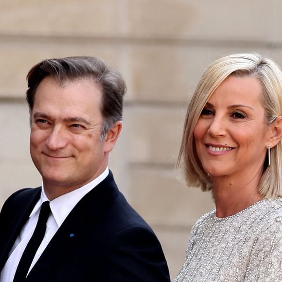 Renaud Capuçon et sa femme Laurence Ferrari - Dîner d'état en l'honneur du président des Etats-Unis et sa femme au palais de l'Elysée à Paris, à l'occasion de leur visite officielle en France. Le 8 juin 2024 © Jacovides-Moreau / Bestimage  Official state dinner as part of US President's state visit to France at the Elysee Palace in Paris, France. On June 08, 2024 