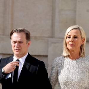 Renaud Capuçon et sa femme Laurence Ferrari - Dîner d'état en l'honneur du président des Etats-Unis et sa femme au palais de l'Elysée à Paris, à l'occasion de leur visite officielle en France. Le 8 juin 2024 © Jacovides-Moreau / Bestimage  Official state dinner as part of US President's state visit to France at the Elysee Palace in Paris, France. On June 08, 2024 