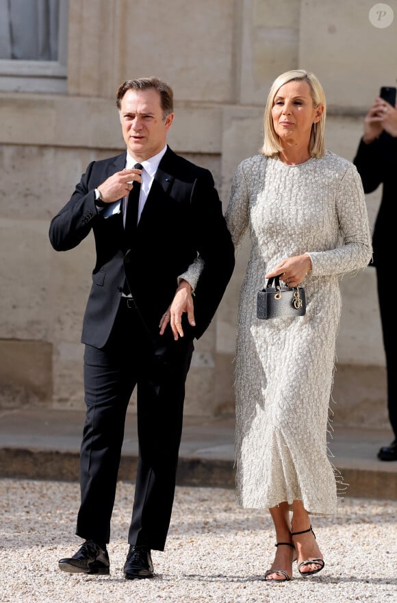 Renaud Capuçon et sa femme Laurence Ferrari - Dîner d'état en l'honneur du président des Etats-Unis et sa femme au palais de l'Elysée à Paris, à l'occasion de leur visite officielle en France. Le 8 juin 2024 © Jacovides-Moreau / Bestimage  Official state dinner as part of US President's state visit to France at the Elysee Palace in Paris, France. On June 08, 2024 