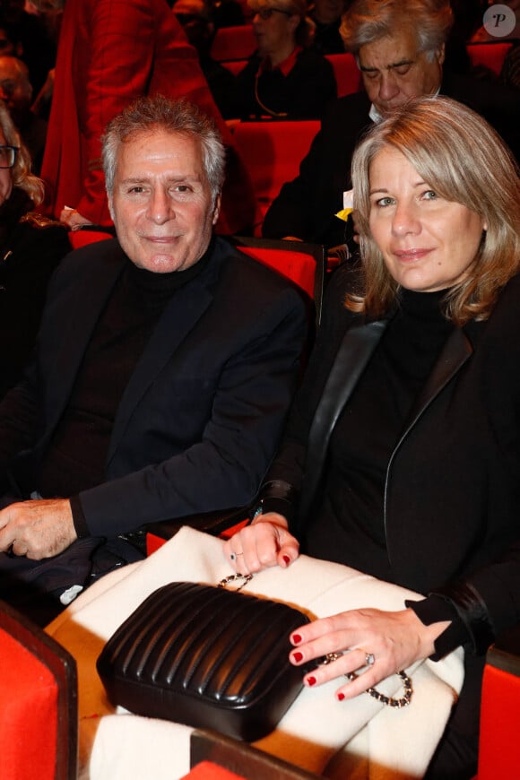 Exclusif - Laurent Olmedo et sa compagne Marion - Spectacle symphonique "Aznavour Célébration - l'hommage officiel" en clôture du centenaire de la naissance de C. Aznavour au palais des Congrès à Paris le 23 novembre 2024.