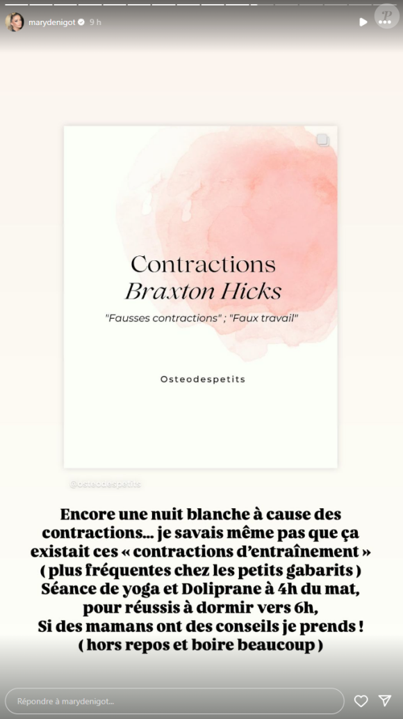 Sur Instagram, Marie Denigot a révélé souffrir de contractions menant à des nuits blanches.
Marie Denigot, danseuse de "Danse avec les stars", se livre sur ses maux de grossesse.