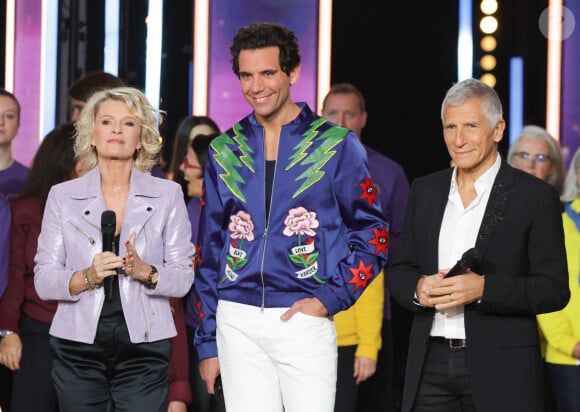 Sophie Davant, Mika et Nagui - Les célébrités se mobilisent pour la 38ème édition du Téléthon dans les studios de France 2 à Paris © Coadic Guirec / Bestimage