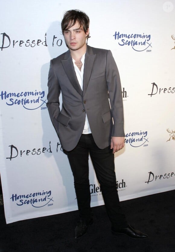 L'acteur Ed Westwick, lors du gala de charité Dressed to kilt, le 5 avril à New York.