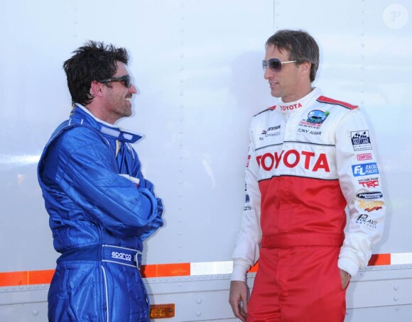 Patrick Dempsey et Tony Hawk, à l'occasion du Toyota Pro/Celebrity Grand Prix 2010, à Long Beach, Californie, le 6 avril 2010.