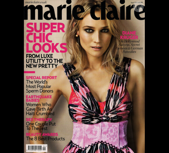 Diane Kruger en couverture de Marie Claire UK