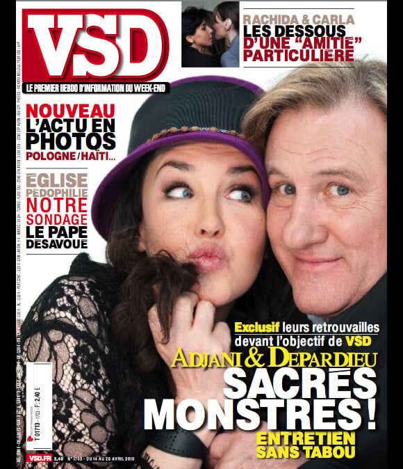 Isabelle Adjani et Gérard Depardieu en couverture de VSD