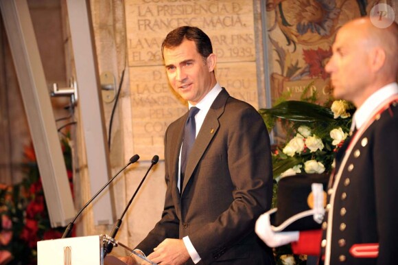 Le prince Felipe d'Espagne à la cérémonie d'obsèques de Juan Antonio Samaranch, au Palais de la Generalitat, Barcelone, le 22 avril 2010 !