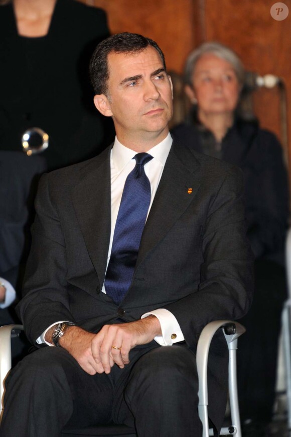 Le prince Felipe d'Espagne à la cérémonie d'obsèques de Juan Antonio Samaranch, au Palais de la Generalitat, Barcelone, le 22 avril 2010 !