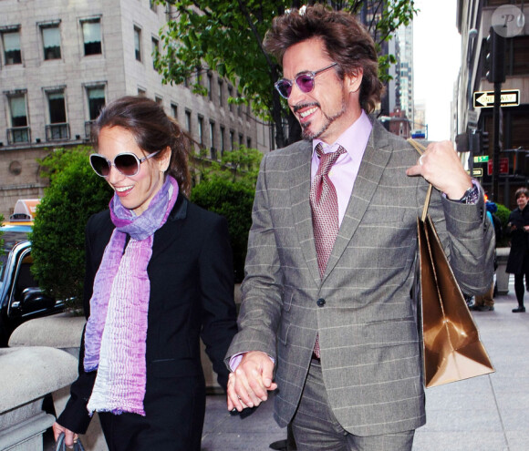 Robert Downey Jr. avec sa femme Susan à New York le 28 avril 2010