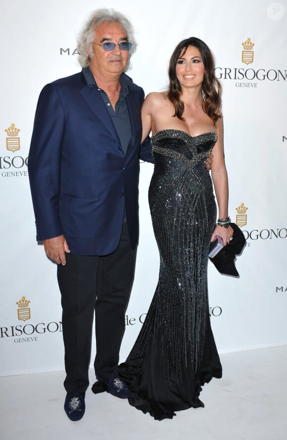 Flavio Briatore et Elisabetta Gregoraci lors de la soirée du joaillier De Grisogono à l'Eden Roc, hôtel du Cap, le 18 mai 2010