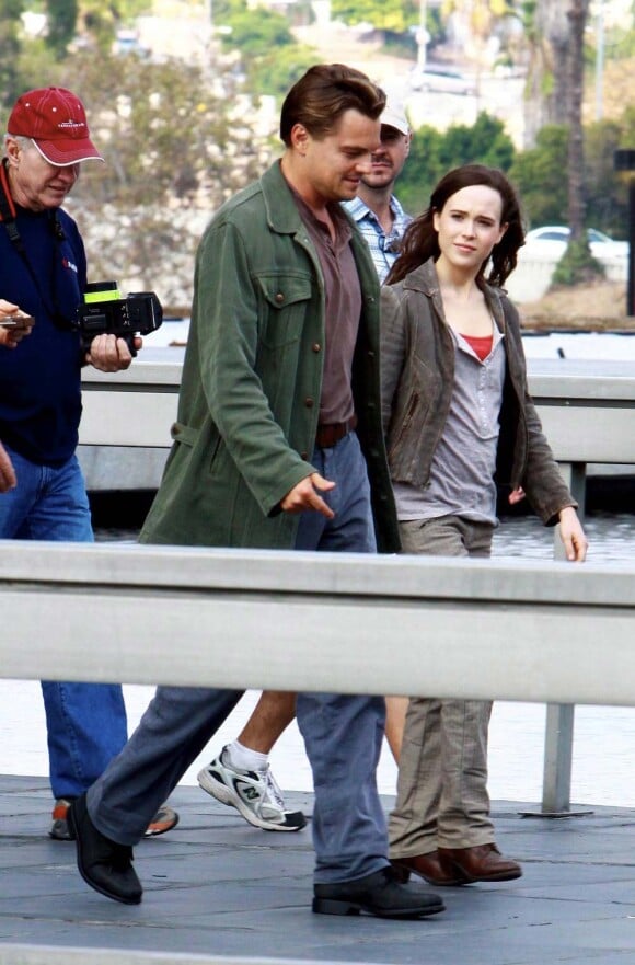 Leonardo DiCaprio et Ellen Page sur le tournage d'Inception, octobre 2009