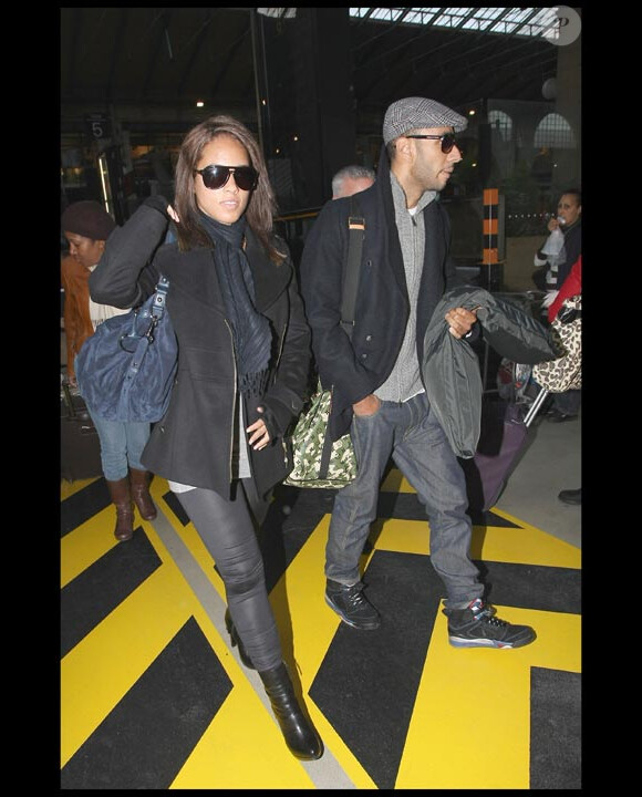 Alicia Keys et son fiancé Swizz Beatz à la Gare du Nord en décembre 2009