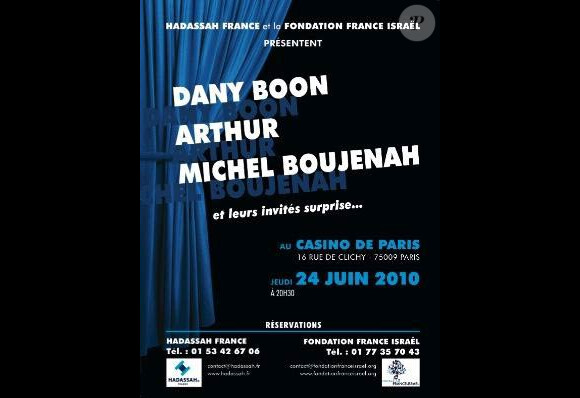 Dany Boon, Michel Boujenah et Arthur investiront la scène du Casino de Paris, le 24 juin, pour un  spectacle de charité au profit de la lutte contre les maladies  neuro-dégénératives.