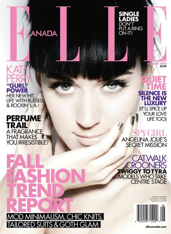 Katy Perry en couverture de ELLE Canada pour le mois d'août 2010