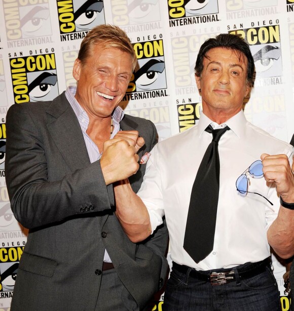 Dolph Lundgren et Sylvester Stallone à l'occasion de l'ouverture du Comic Con, à San Diego, en Californie, le 22 juillet 2010.