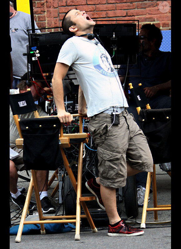 Joseph Gordon-Levitt lors du tournage de Premium Rush à New York le 29 juillet 2010